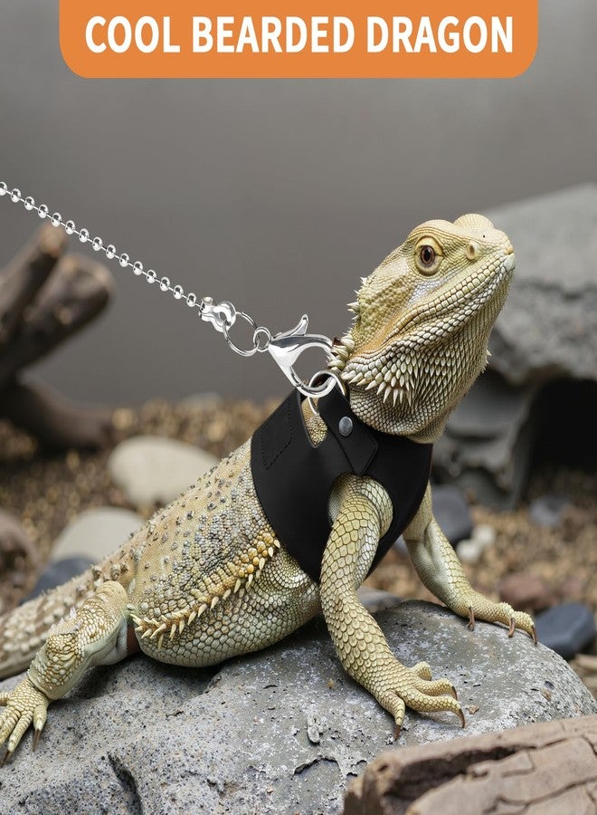 VOXGET 3 Pack Bearded Dragon Leash and Harness Set for Small Animals, 6.5FT Leash with 3 Sizes Adjustable Harness for Lizard Walking Adventure, Soft Vest Clothes for Squirrel Reptile Lovers -Black - Image 4